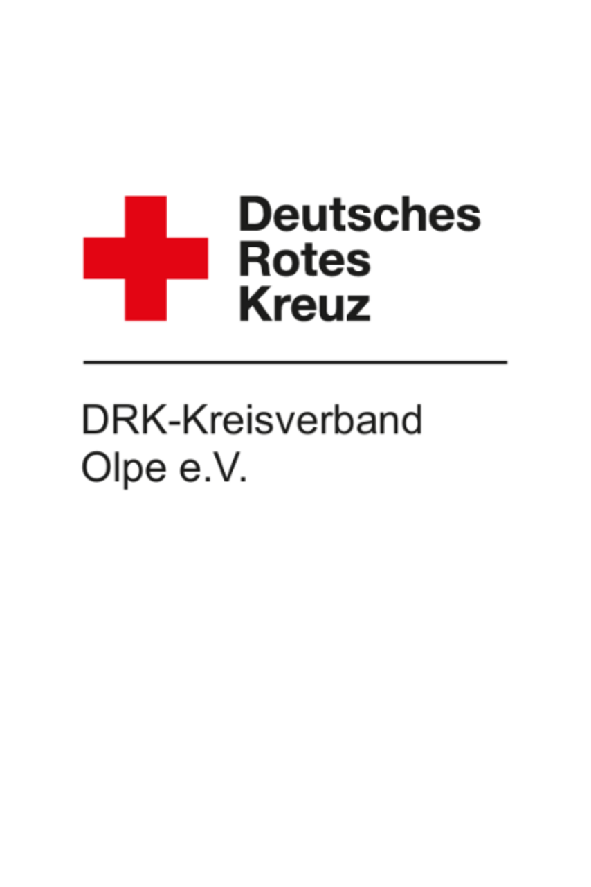 Logo DRK-Kreisverband Olpe e.V. Logo. Rotes Kreuz mit dem Schriftzug DRK-Kreisverband Olpe e.V.